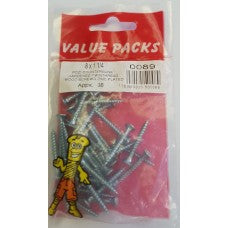 Value Pack 8 X 1 1/4'' Pozi Csk Hardened Twinthread Woodscrews Zinc 35 Per Pack