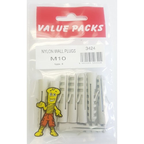 FASTPAK 10MM Nylon Wall Plugs 10 Per Pack
