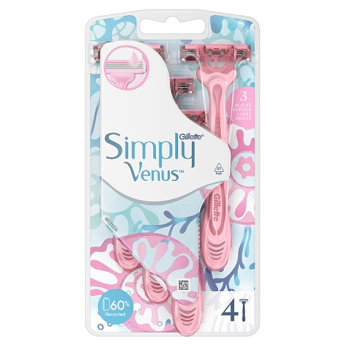 Gillette Venus Simply 3 Razors x4 | High Quality Tissue Product Online - Product Image