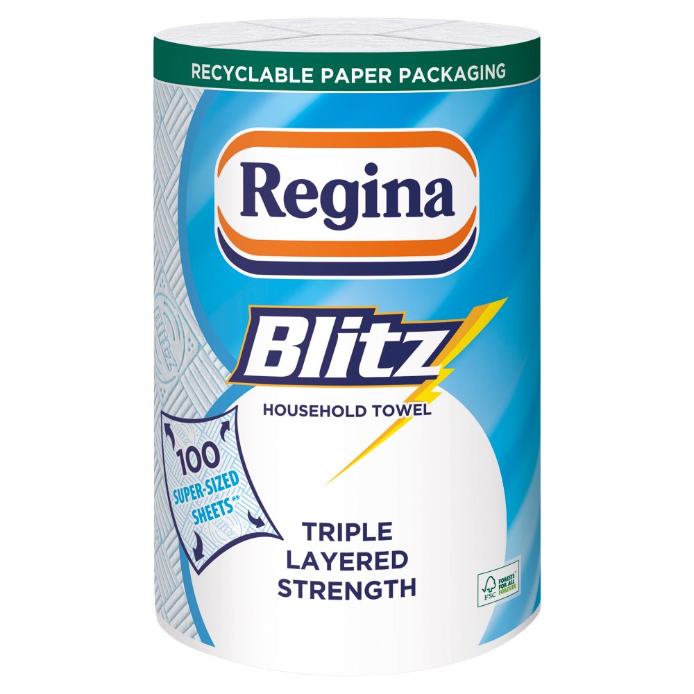 Regina Blitz Kitchen Towel 3ply 100 Sheets Single Roll