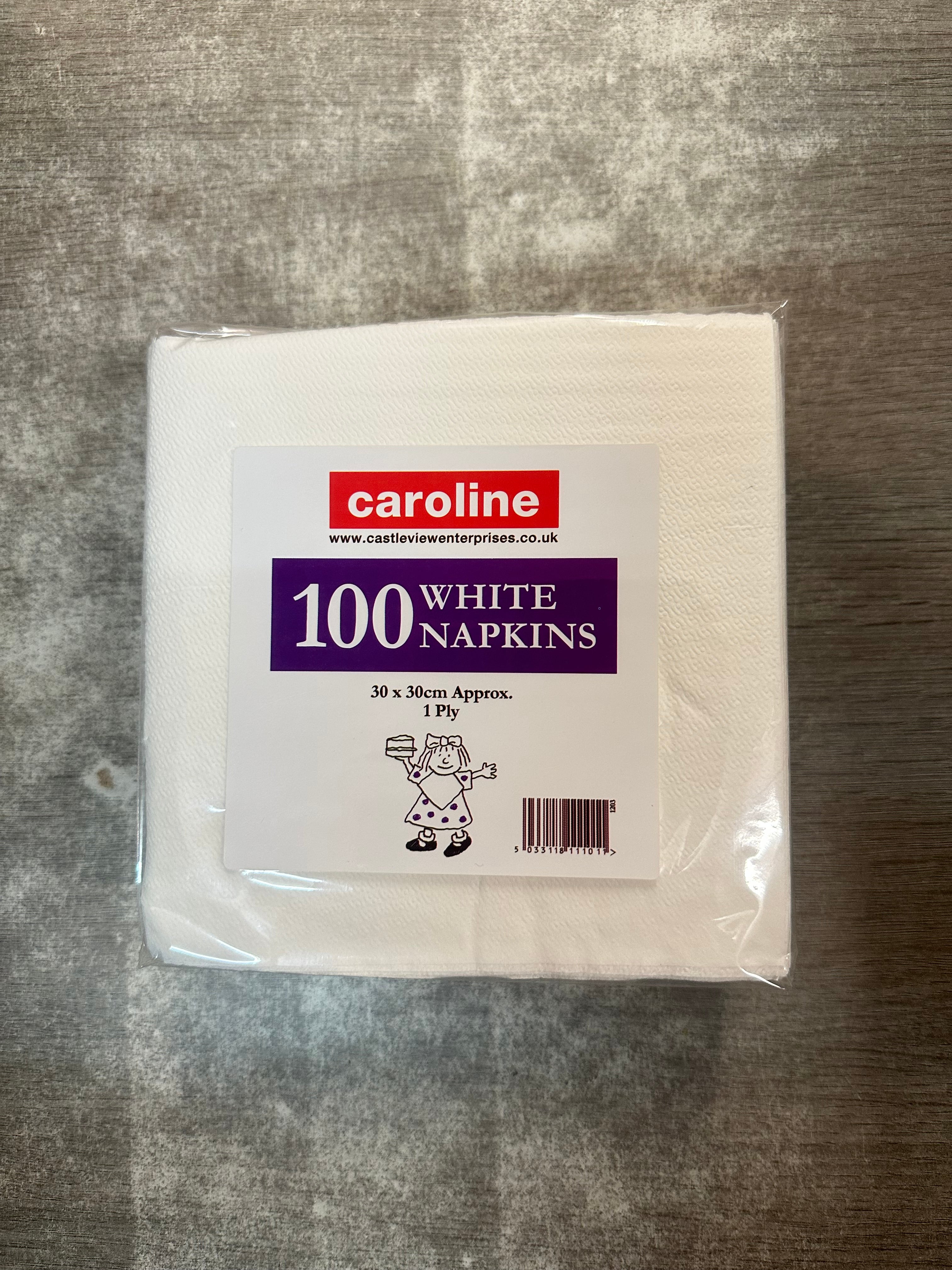 WHITE 1PLY 30X30CM 1203 PACK OF 100