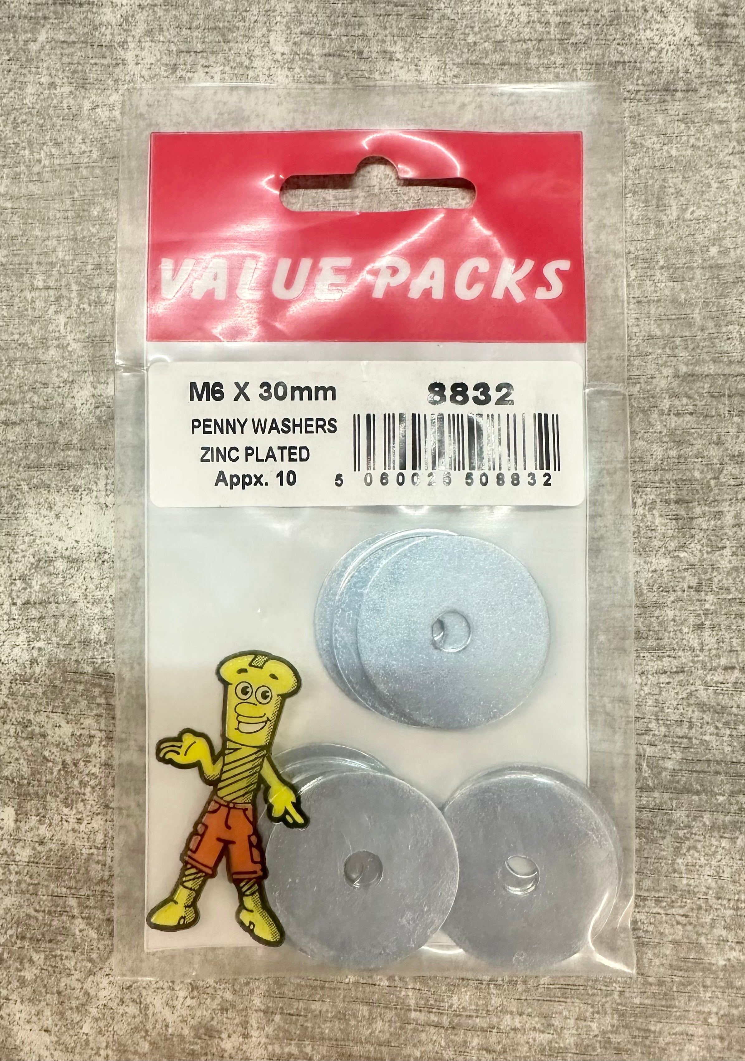 Zinc Plated Penny Washers M6 x 30mm Approx 10 Pack