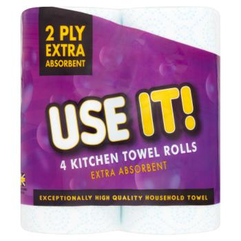Use It! 2 Ply Extra Absorbent 4 Kitchen Towel Rolls