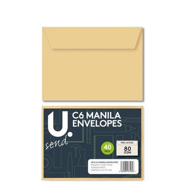 40 Pack C6 Manilla Envelope 70GSM