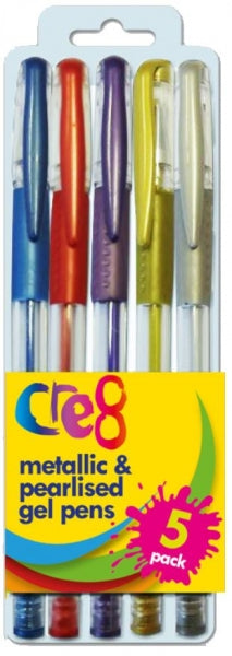 Metallic & Pearlised Gel Pens, 5 Colours Metallic & Pearlised Gel Pens, 5 Colours