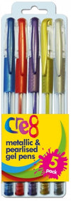 Metallic & Pearlised Gel Pens, 5 Colours Metallic & Pearlised Gel Pens, 5 Colours