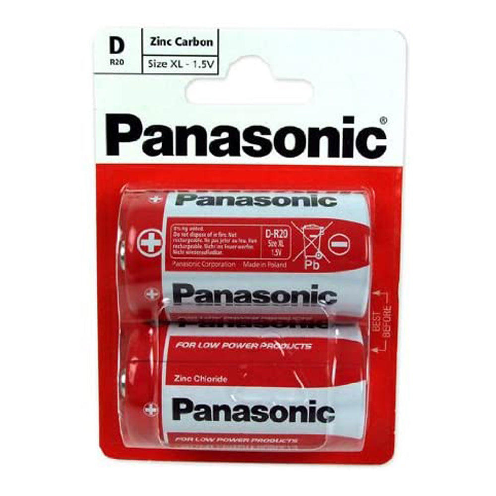 Panasonic Batteries 2Pack D2 Zinc Carbon Panasonic Batteries 2Pack D2 Zinc Carbon