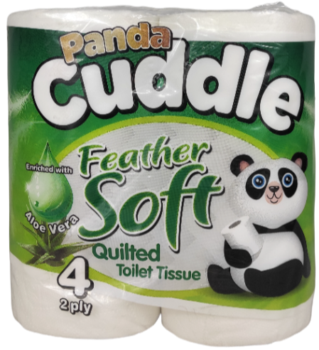 80 Rolls of Panda Cuddle Feather Soft Quilted Aloe Vera 2 Ply 150 Sheets Toilet Tissue