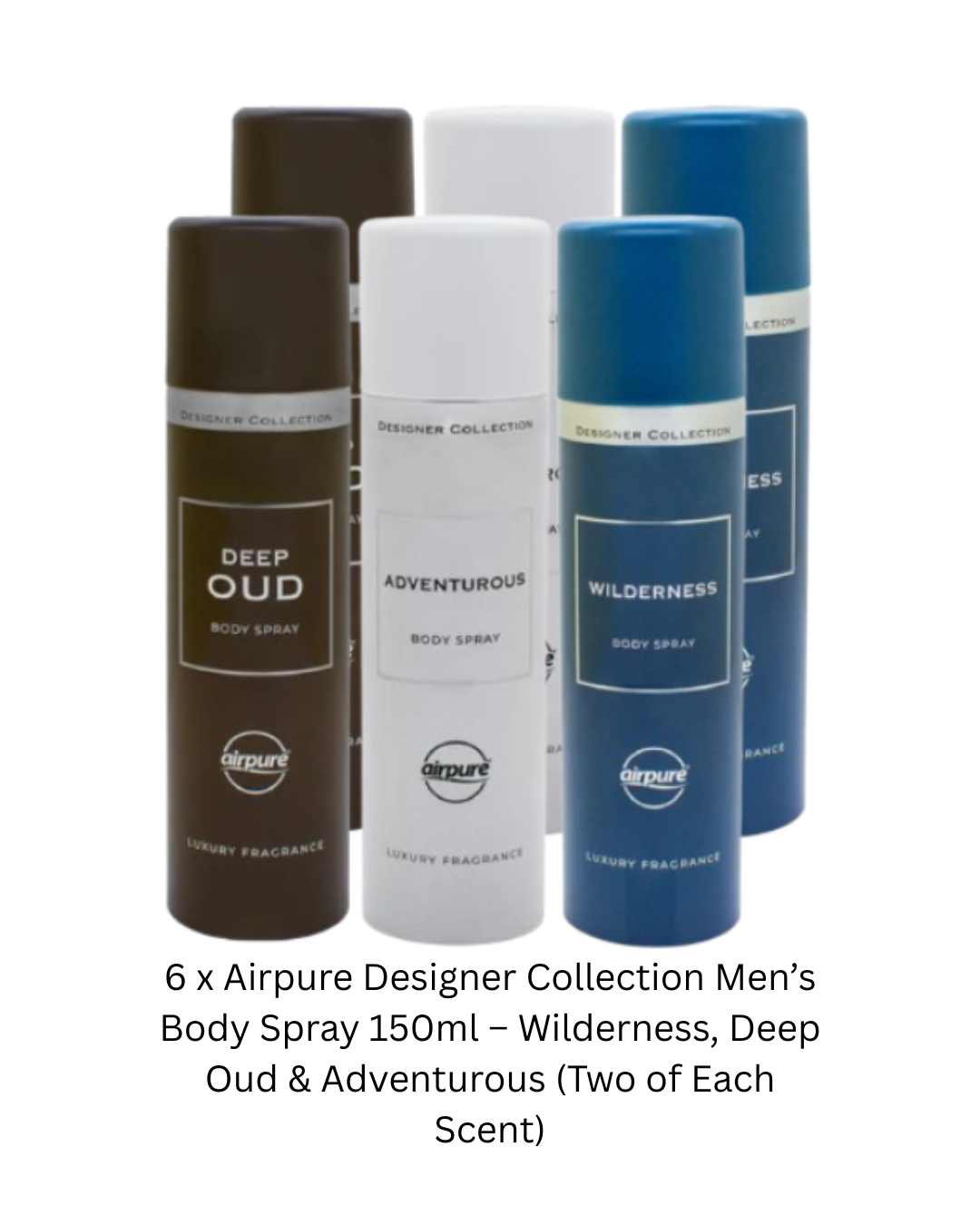 Airpure Designer Collection Body Sprays – Ladies 100ml & Men’s 150ml | Single, 3 Pack & 6 Pack Options
