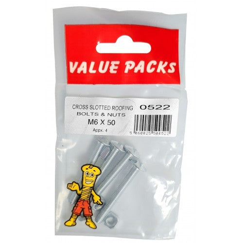 Homeware Essentials Roofing Bolts & Nuts (M6 x 50mm)