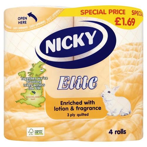Nicky Elite Peach Enriched With Lotion & Fragrance Toilet Roll 4pk