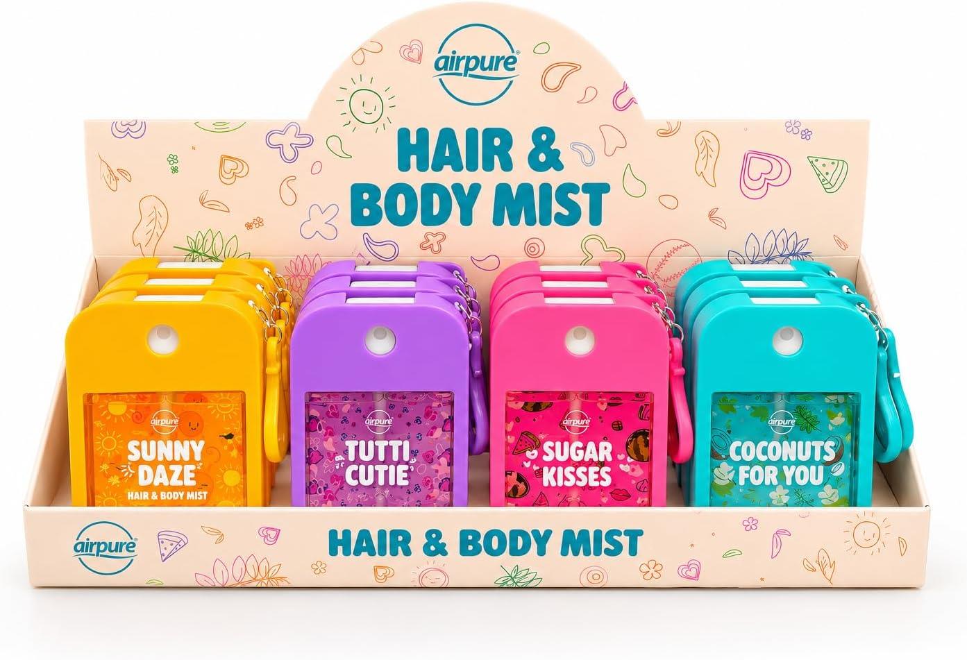 Airpure Hair & Body Mist keyring ( Tutti Cutie, Sunny Daze, Sugar Kisses,Coconut)