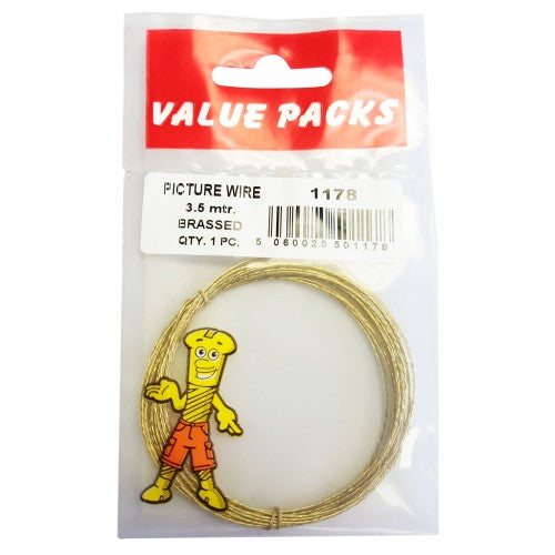 Picture Wire 3.5M Brassed 1 Per Pack