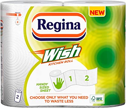 12 Rolls Regina Wish Kitchen Towels 130 Sheets Per Roll -