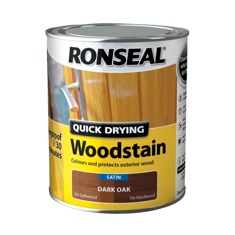 Ronseal Quick Drying Woodstain Satin Dark Oak 750ml