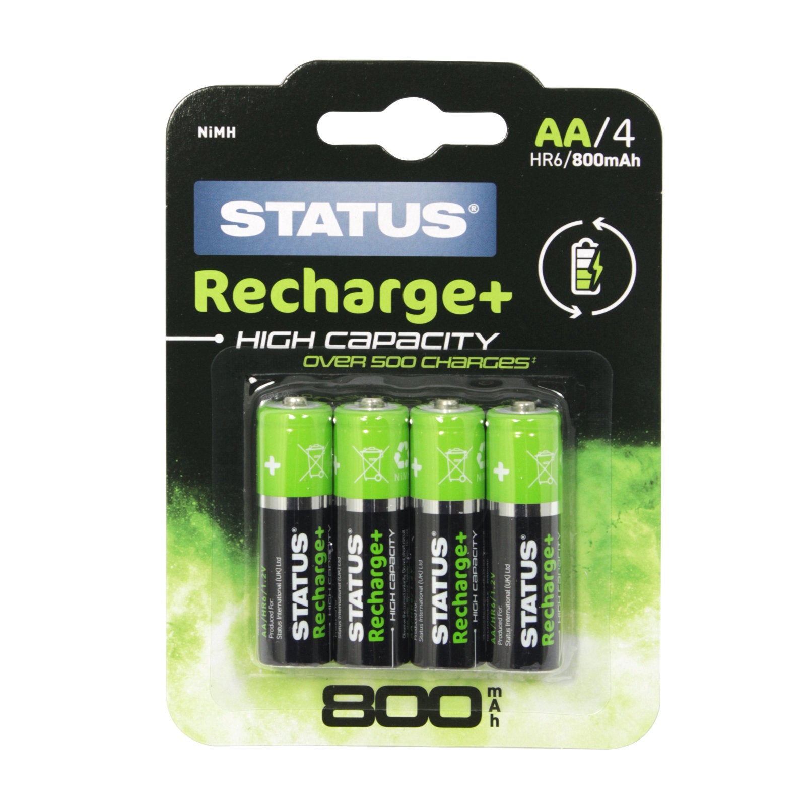 Status Recharge+ High Capacity Over 500 Charges AA/4