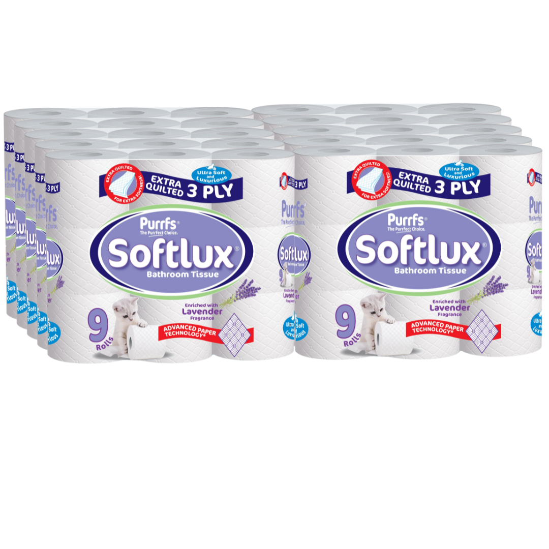 Softlux Purffs Lavender 3-Ply Quilted Toilet Rolls (90-Pack)