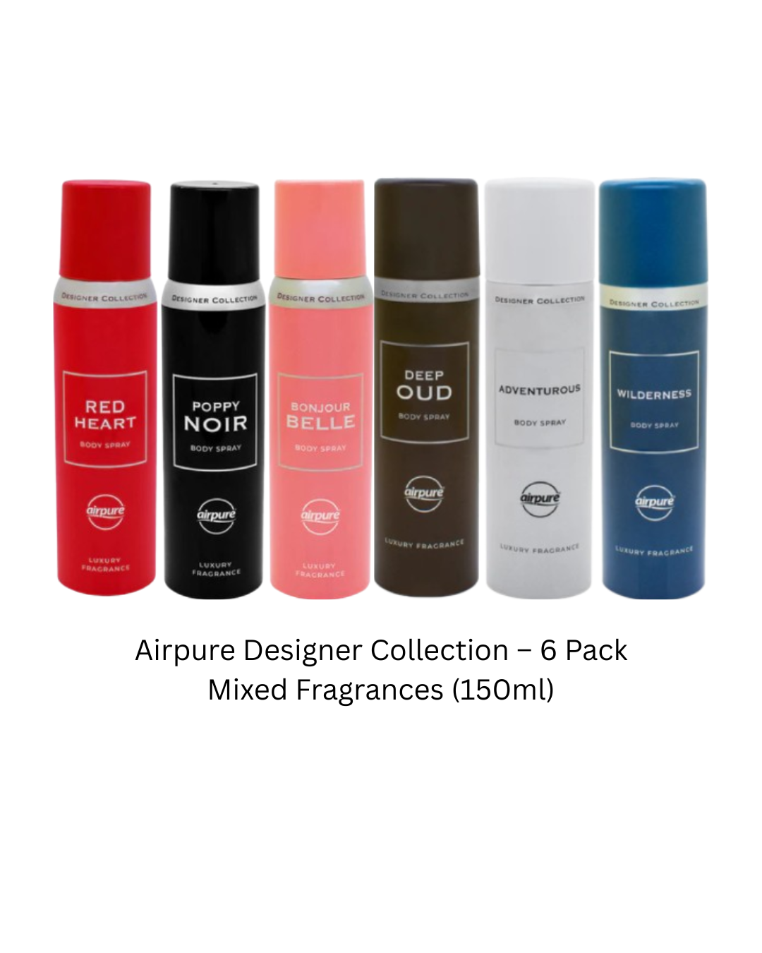 Airpure Designer Collection Body Sprays – Ladies 100ml & Men’s 150ml | Single, 3 Pack & 6 Pack Options
