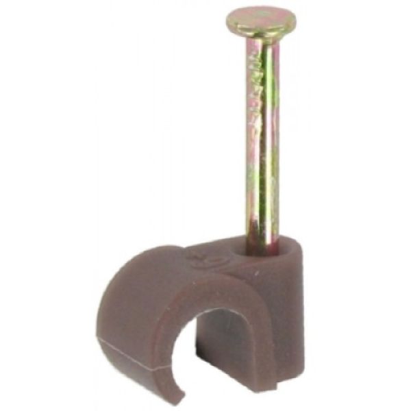 Cable Clips Round Brown 7mm