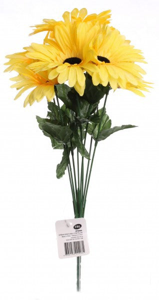 Bunch of Artificial Gerbera 8 Yellow Flowers