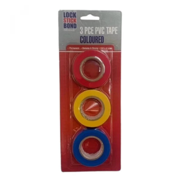 PVC Tape Coloured 3Pk