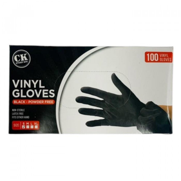 CK Vinyl Powder Free Black Gloves 100Pk