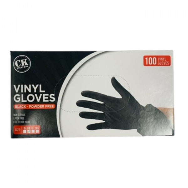 CK Medium Vinyl Black Powder Gloves 100Pk