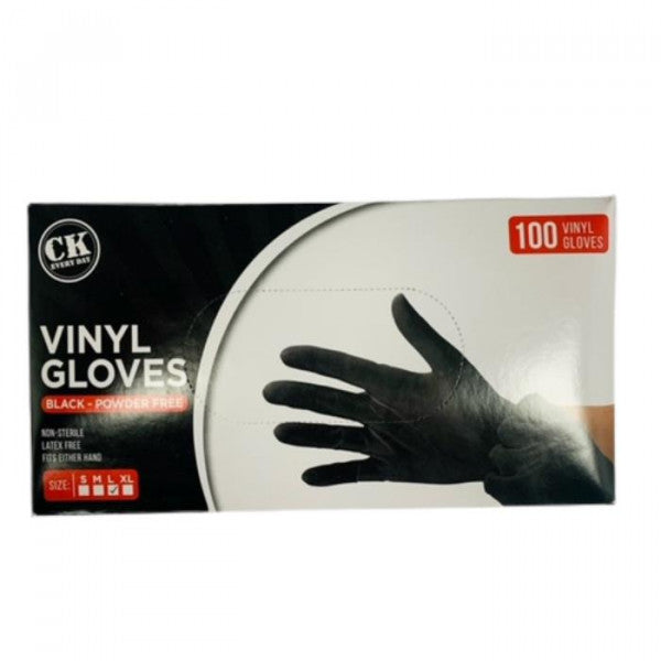 CK Large Vinyl Black Powder Free Gloves 100Pk