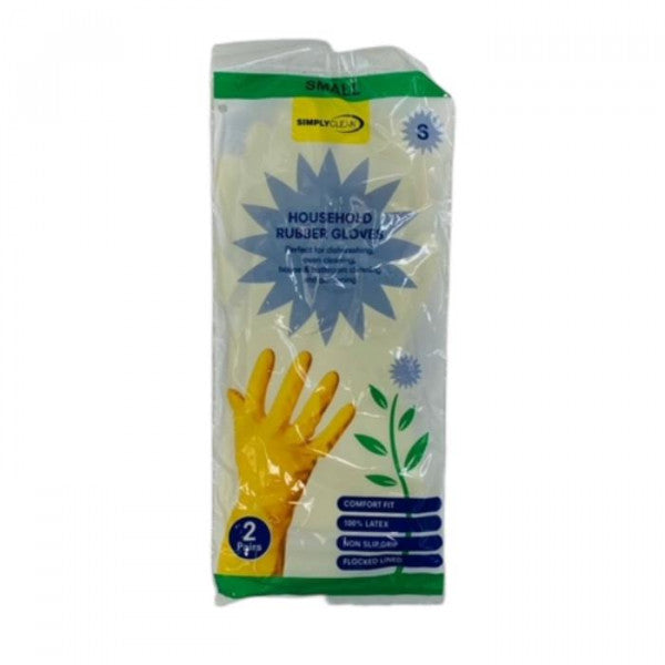 Household Rubber Gloves 2 Pairs Small