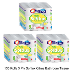 135 Softlux Toilet Rolls 3 Ply Bathroom Tissue Paper 45 x 3 135Rolls Citrus Scented Wipes Toilet Tissue Cheap