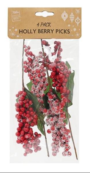 Christmas Berry Pick 4Pk 17Cm