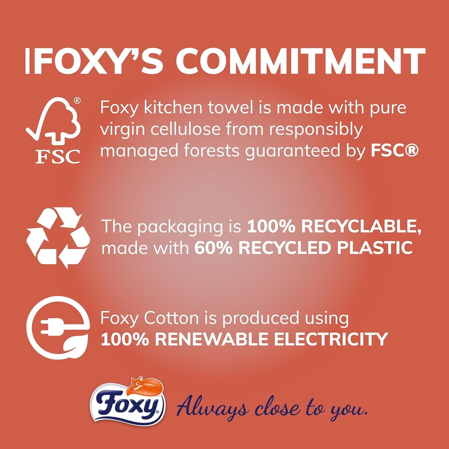 12 FOXY ULTRAWIPE KITCHEN TOWEL 3PLY 70SHEETS PER ROLL FSC® (6 X 2)