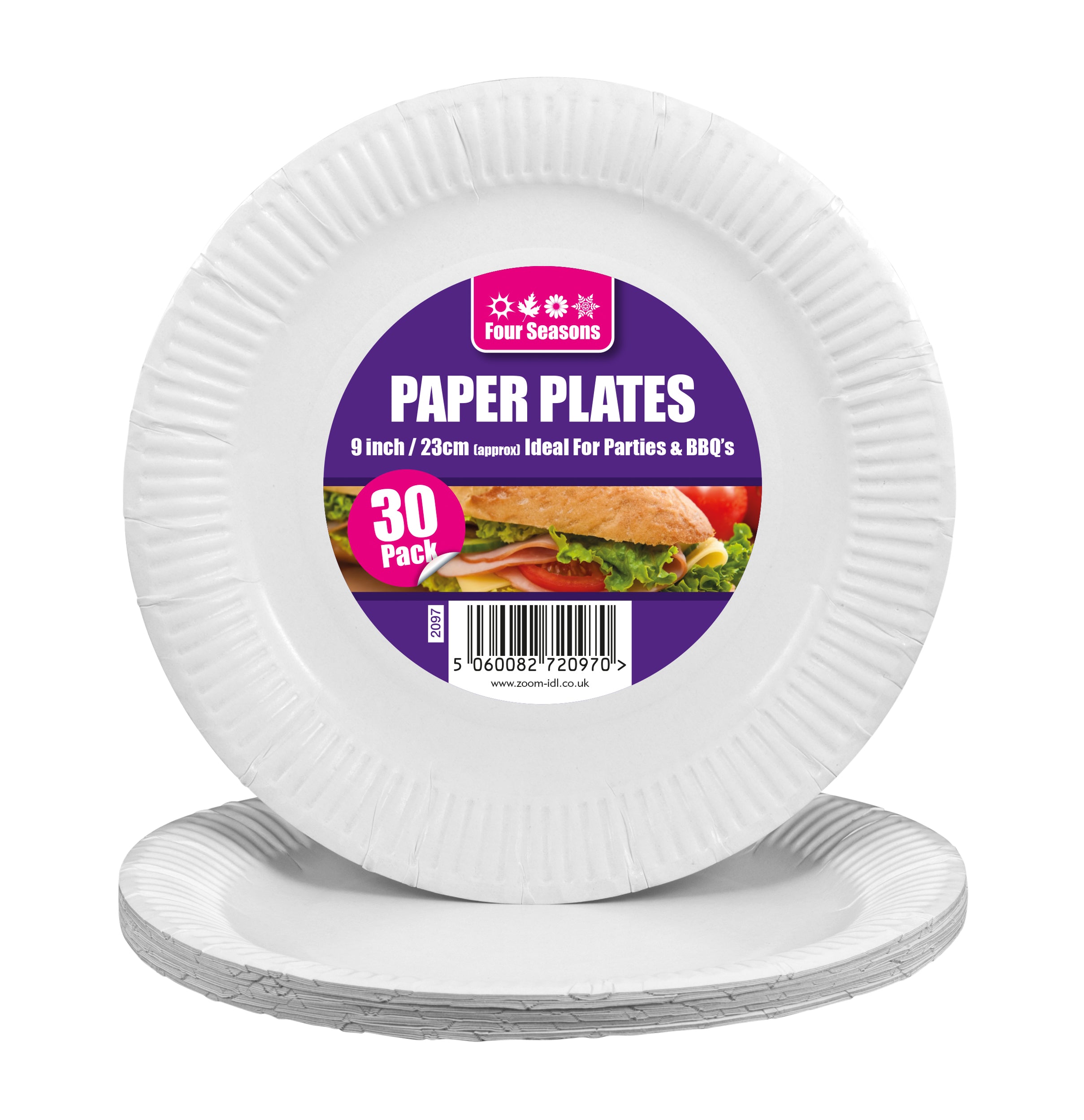 30 White Paper Plates 9inch