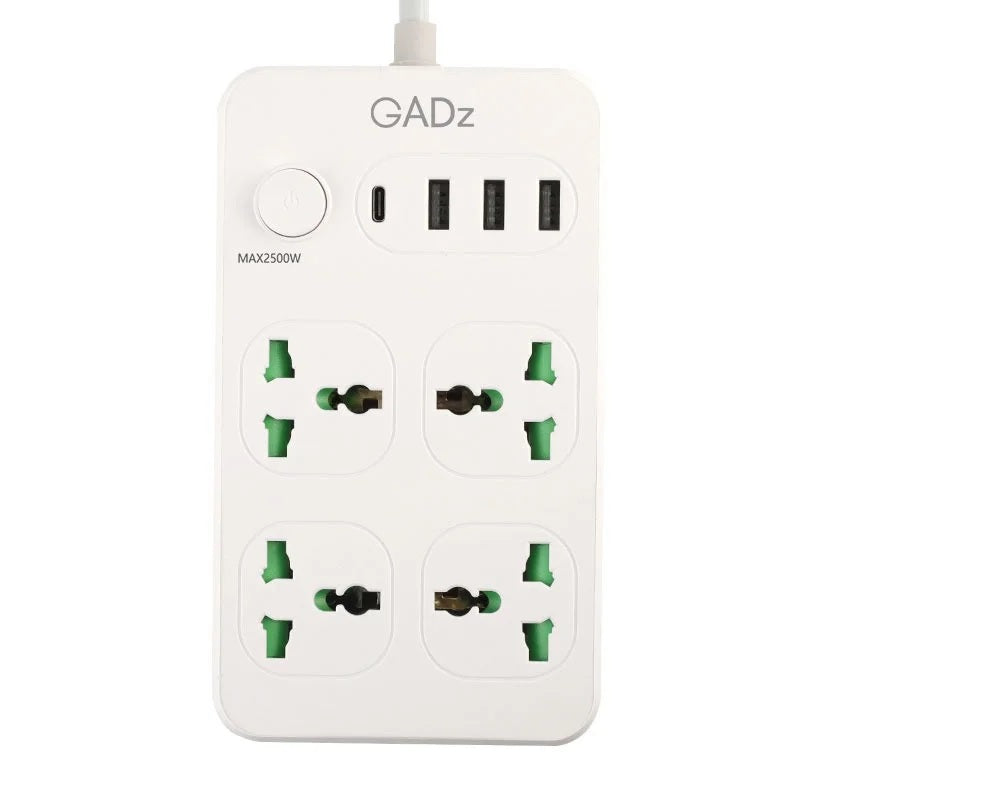 Gadz 4 Ports Extension Lead (3 USB Ports & 1 Type – C Port)
