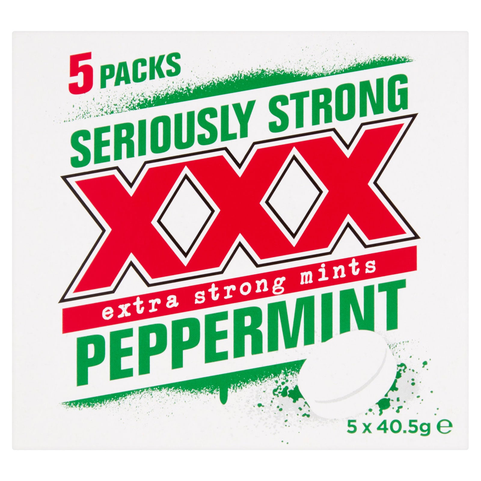 5 Pack Seriously Strong XXX Extra Strong Mints Peppermint 5x40.5g