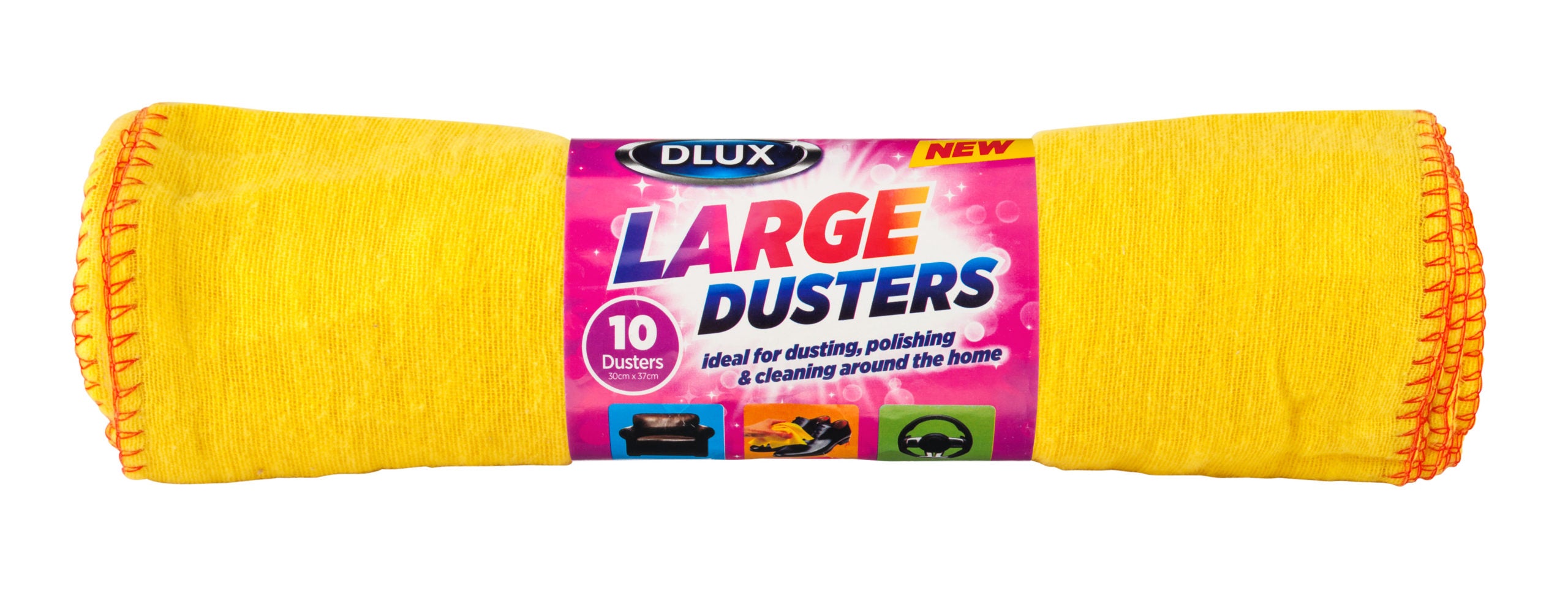 10pk Cotton Yellow Dusters 30cm x 33cm