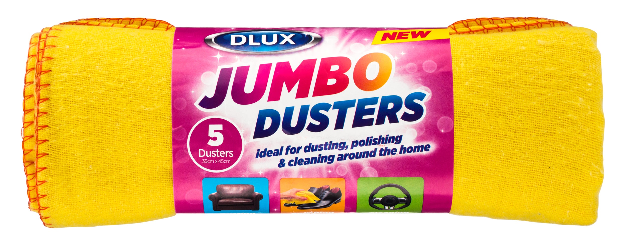 Dlux Jumbo Yellow Dusters 5 Pack