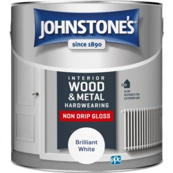 Johnstone's Interior Wood & Metal Non Drip Gloss Brilliant White 2.5L