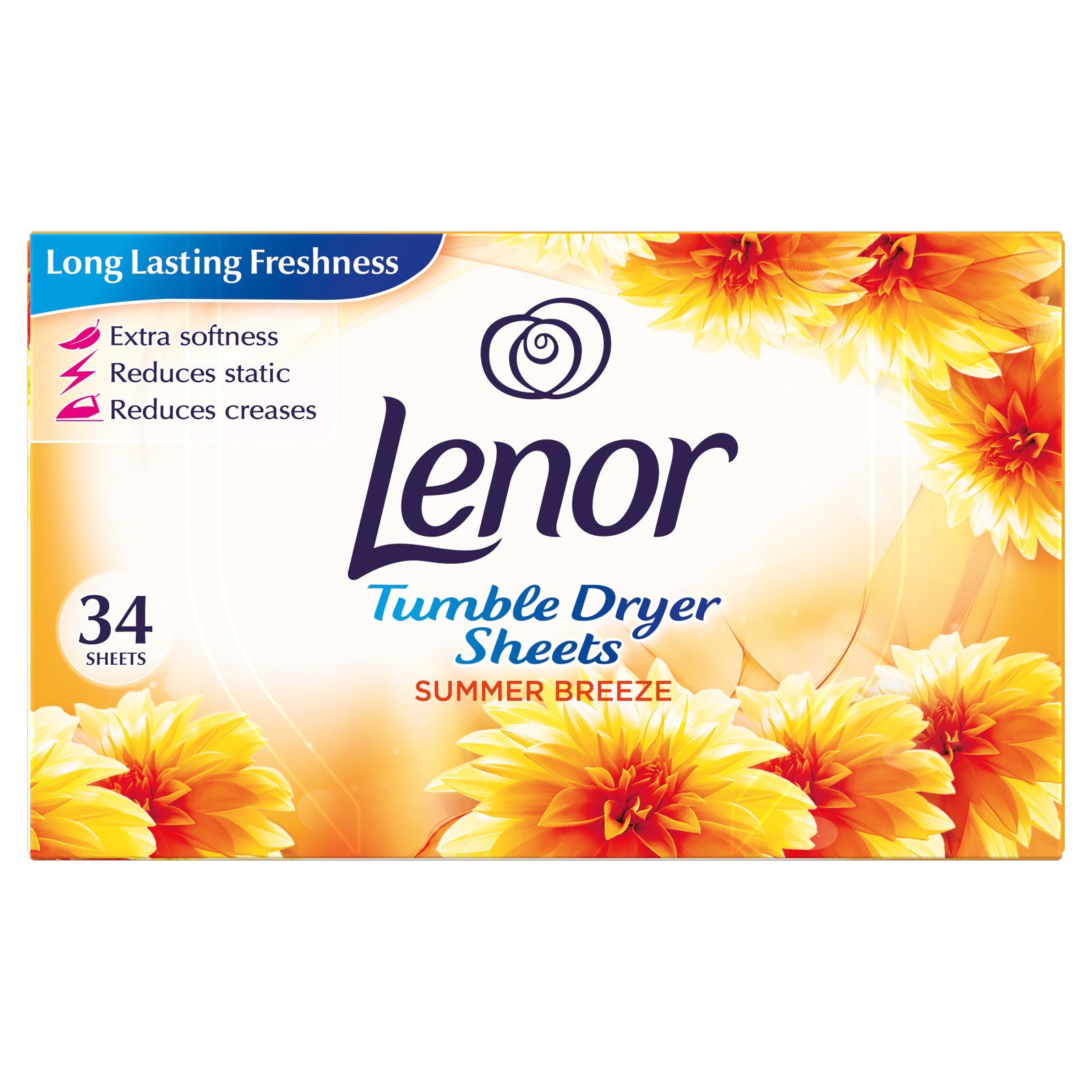 Lenor Tumble Dryer Sheets Summer Breeze 34 Sheets