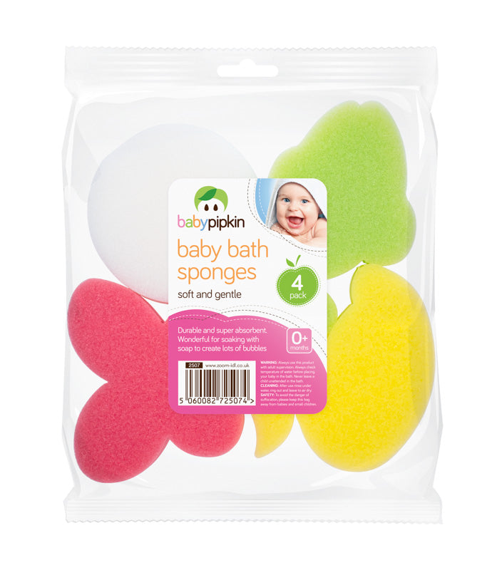 Babypipkin baby Bath Sponges Soft and gentle 4pack