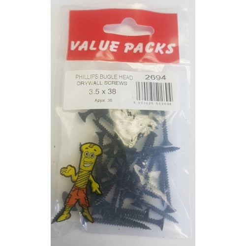 3.5 X 38 Drywall Screws 30 Per Pack