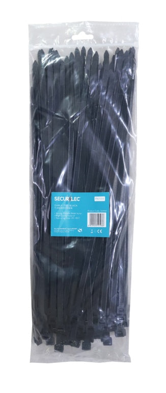 Securlec Black Cable Ties 7.6mm x 370mm Pack 100