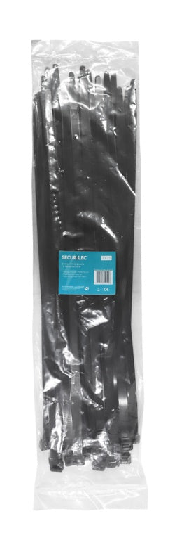 Securlec Black Cable Ties 4.5mm x 300mm Pack 100