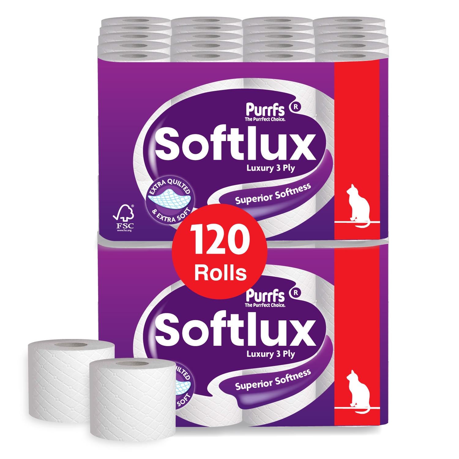 (SPECIAL OFFER) Softlux 120 Rolls 3 Ply (10 X 12) Quilted Embossed ...