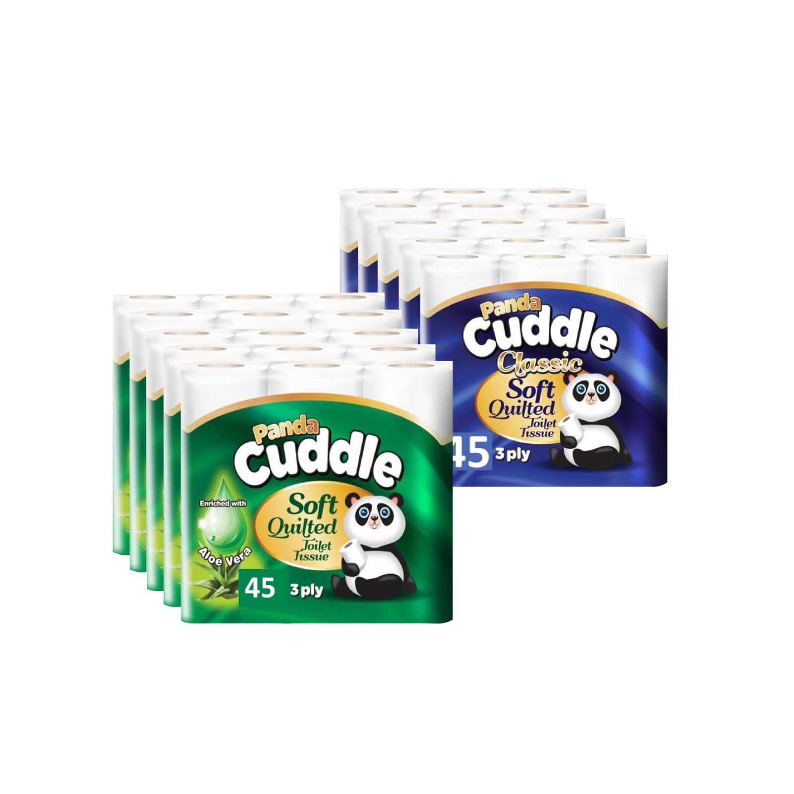 Cuddle Tissue Panda Cuddle 45 Rolls 3 Ply Quilted Toilet Tissue Classic Aloe Vera ...
