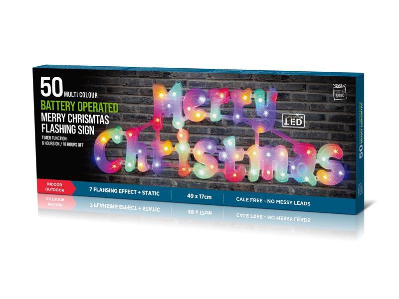 LED Timer Merry Xmas Sign Multi Colour