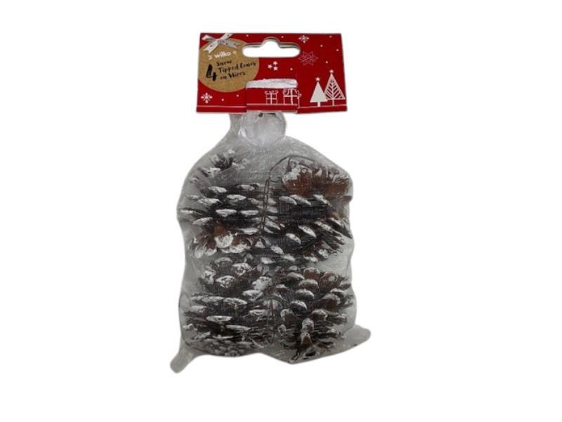 Snow Tipped Cones On Wires 4Pack