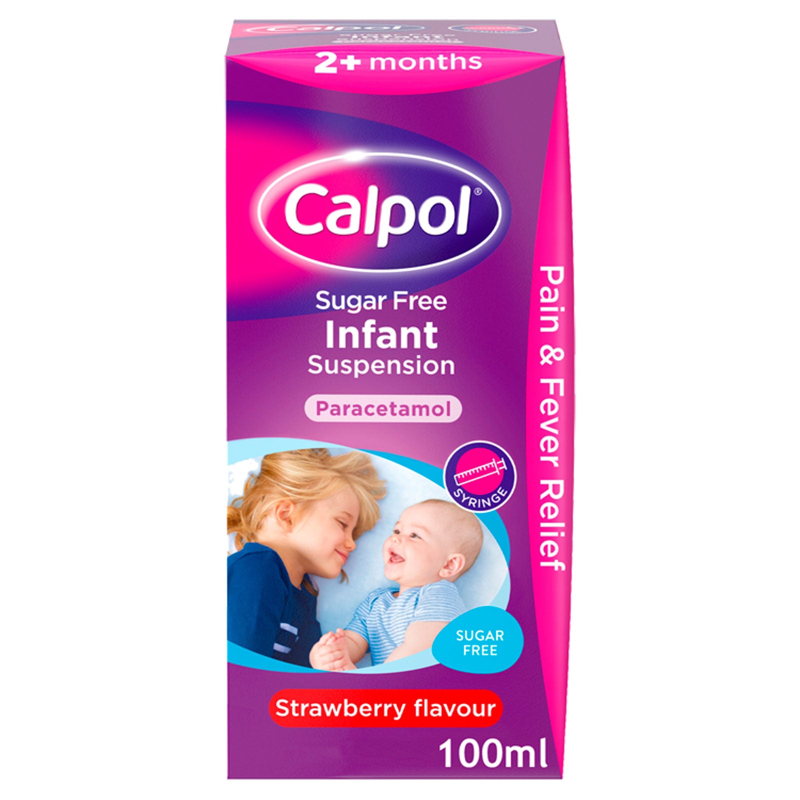 Calpol Sugar Free Infant Paracetamol Suspension Strawberry Flavour 2+ Months 100ml