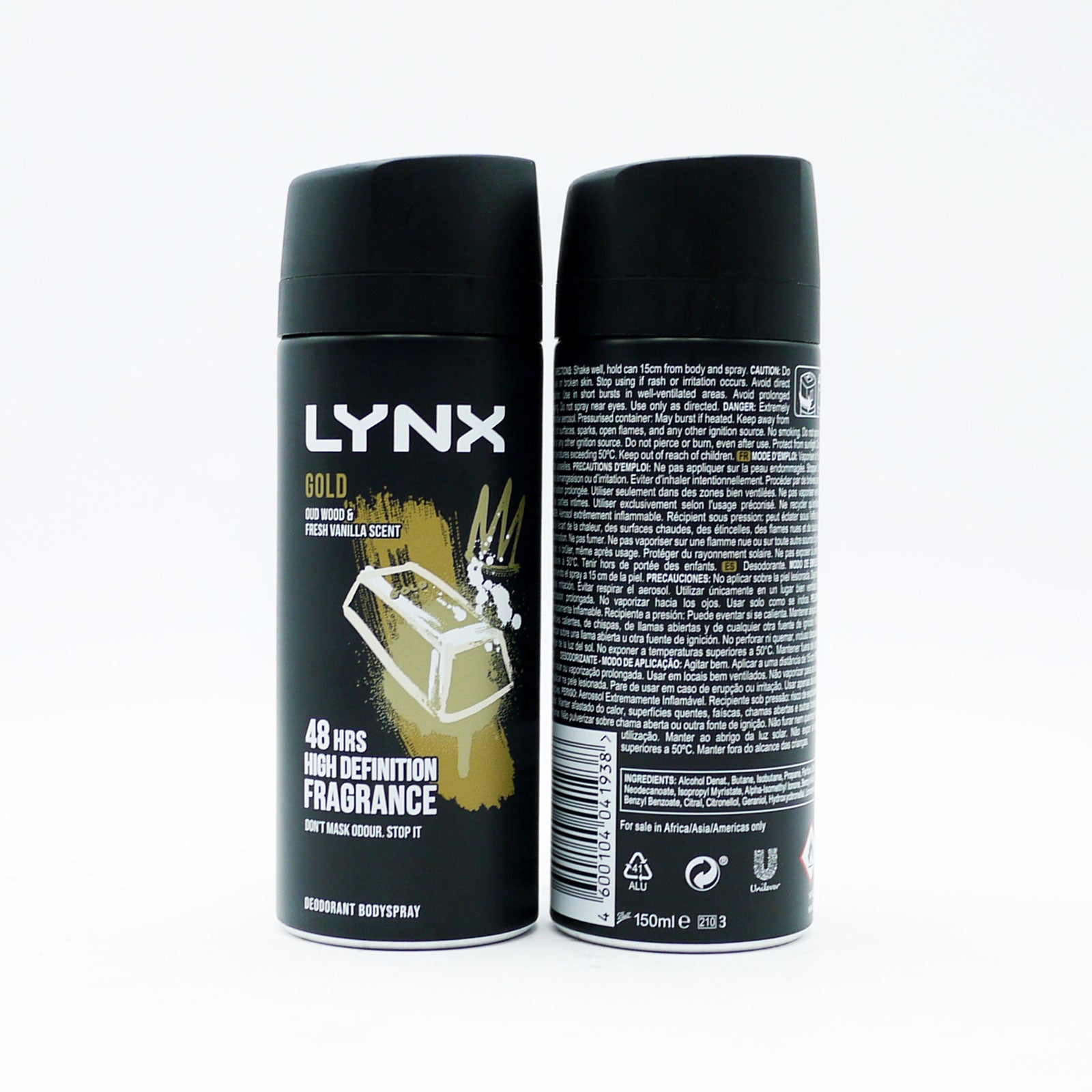 Buy LYNX Gold Oud Wood & Fresh Vanilla Scen t48 Hrs High Definition Fragrance - Premium Quality Toiletries Online - Product Image