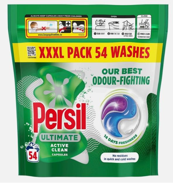 3 x Persil Ultimate Washing Capsules Active Clean Stain Removal 54 Washes